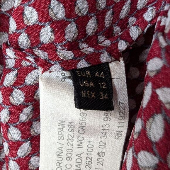 Massimo Dutti silk blend burgundy shirt size Large - Picture 8 of 15